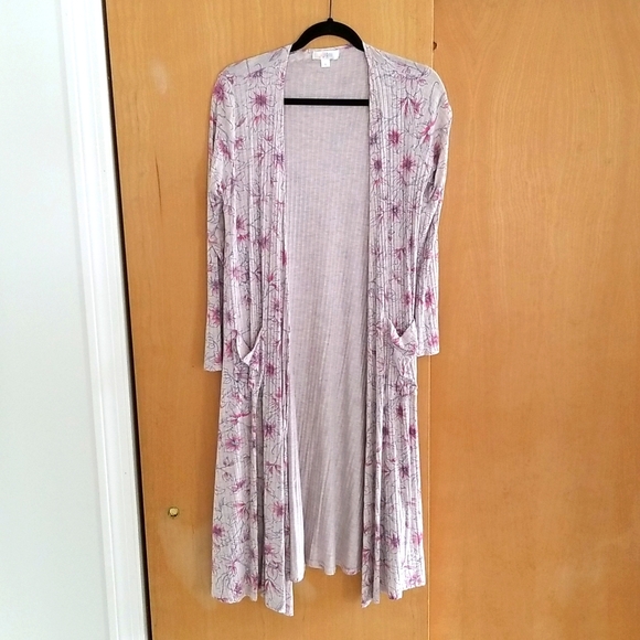 Ribbed Floral Duster Cardigan - Picture 3 of 5